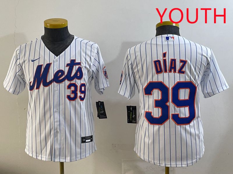 Youth 2025 New York Mets #39 Diaz White Stripe Game Nike MLB Jersey style 10->women mlb jersey->Women Jersey